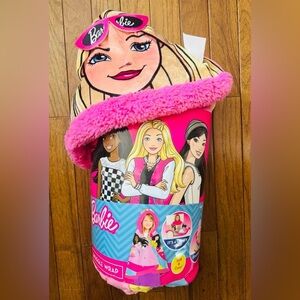 New! Barbie and Friends Pink Plush Hooded Blanket Wrap